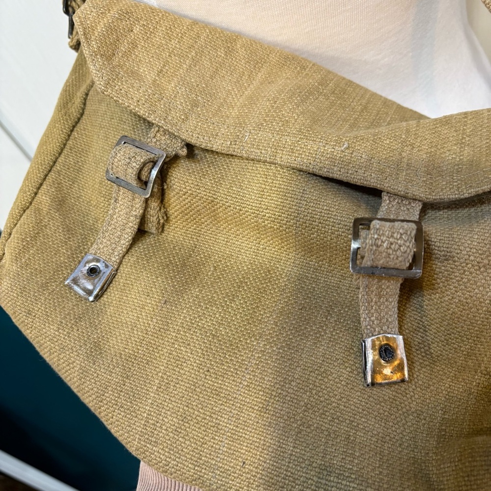 Vintage Military Style Khaki Canvas Messenger Bag Field Satchel Crossbody India - Picture 4 of 7